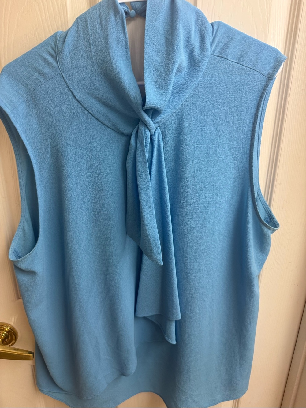 Vince Camuto Light Blue Sleeveless Tie-Neck Blouse